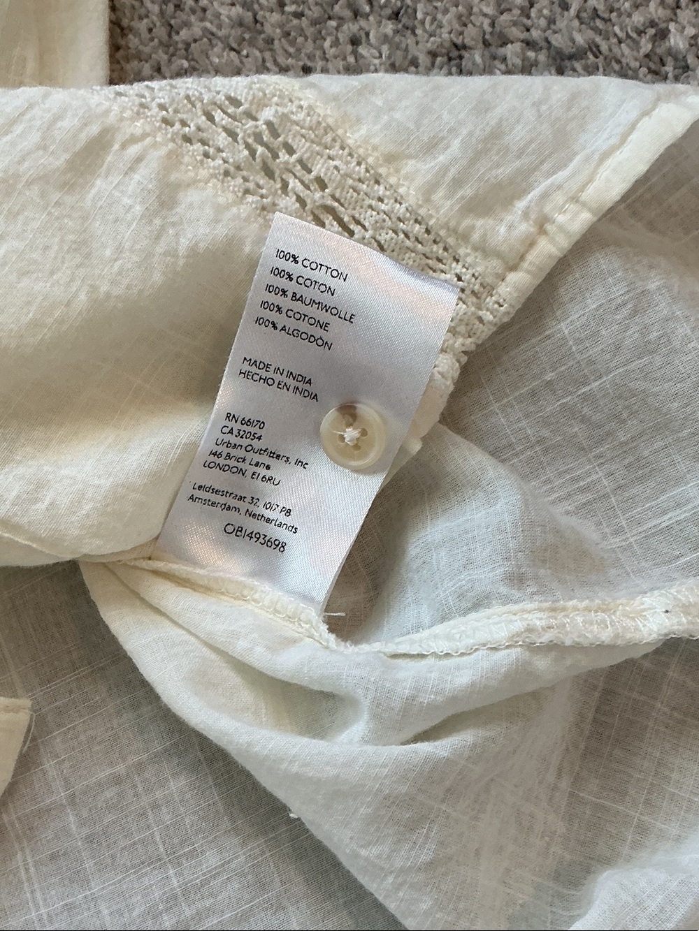 Anthropologie Eyelet Button-Front Short Sleeve Shirt ~ Cream - Picture 7 of 9